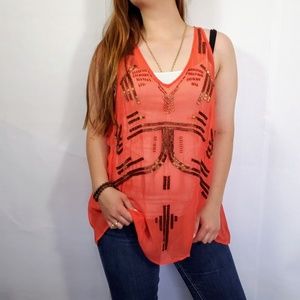 Free People Sheer Beaded Racerback Tank